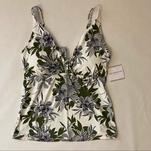 Liz Claiborne 8 white swim tankini w/builtin bra